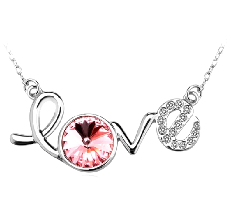 b-cool Κολιέ Πλατίνα Love made with Swarovski elements BC16004-LR