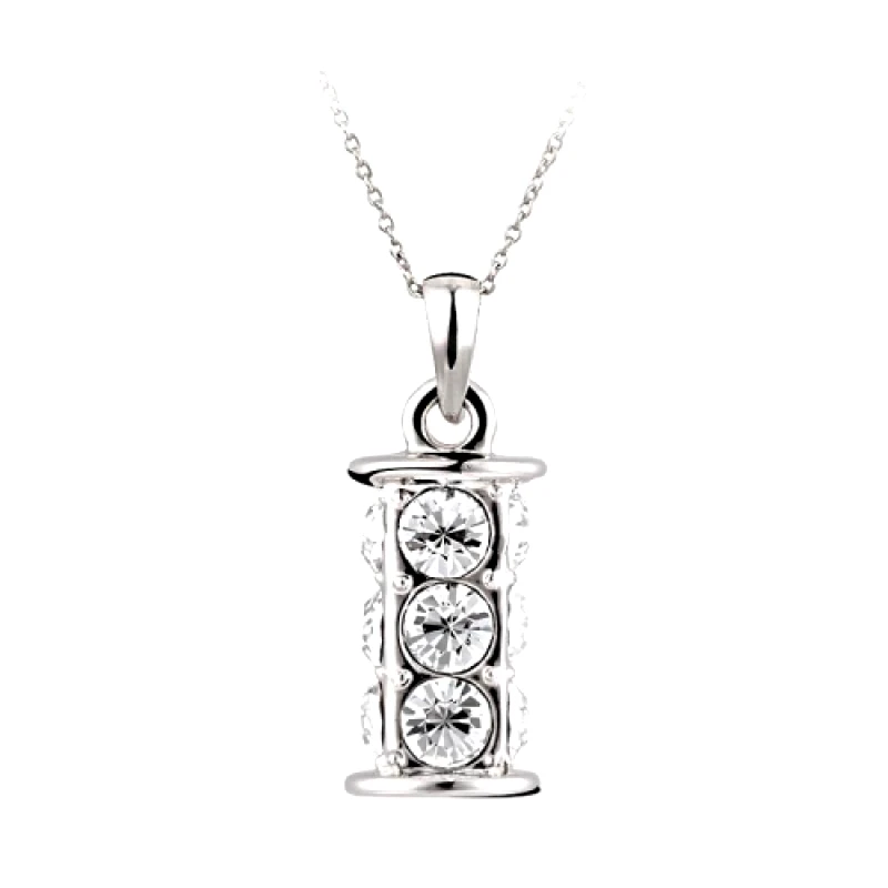 b-cool Κολιέ Βαρελάκι Επιπλατινωμένο, με πέτρες Swarovski, BC10138-CR
