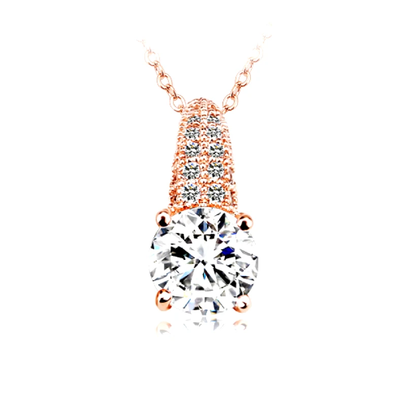b-cool Κολιέ επίχρυσο με κρεμαστό Zircon Rose Gold BC11071-CRG