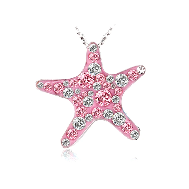 b-cool Κολιέ αστερίας με κρυσταλλάκια Swarovski Επιπλατινωμένο, BC16160-LR