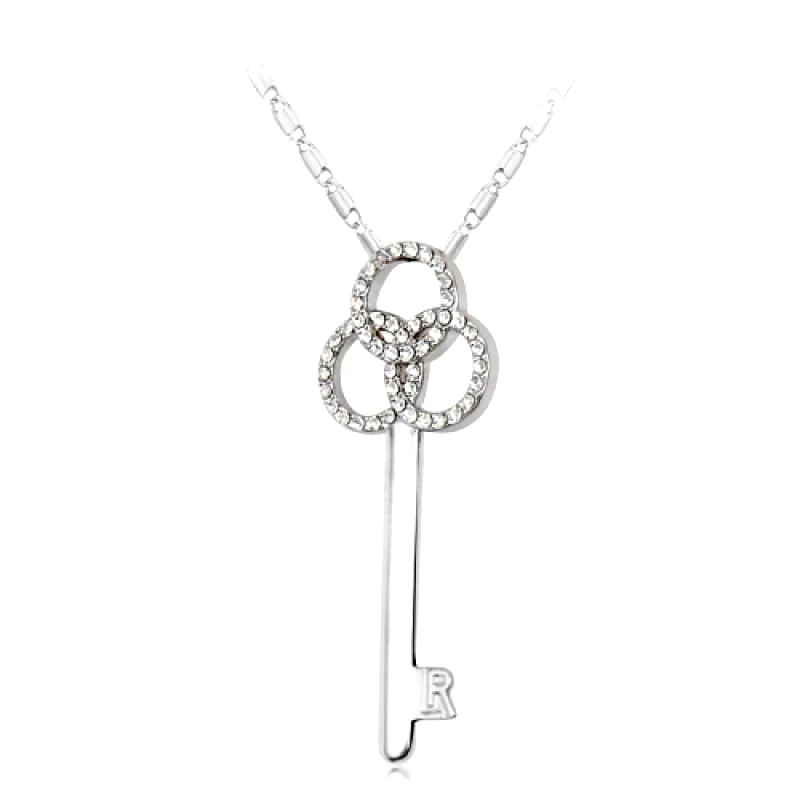 b-cool Κολιέ κλειδί, ασημένιο, με κρυσταλλάκια Swarovski, BC10382-CR