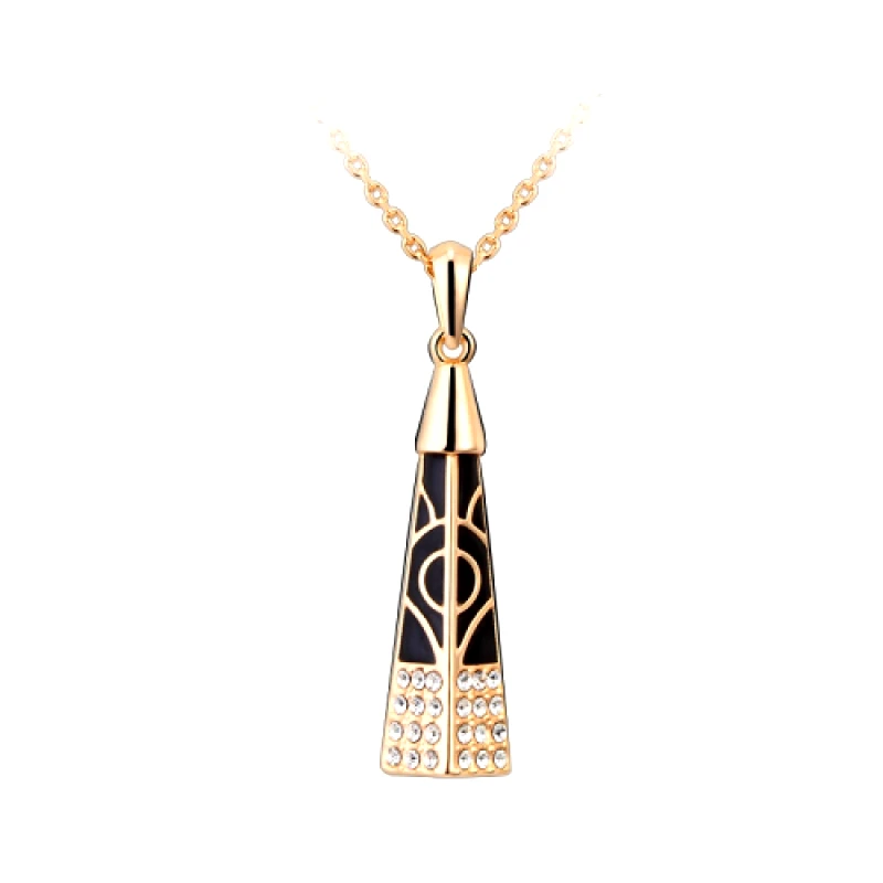 b-cool Επίχρυσο Κολιέ, Tower με Swarovski, BC10726-Jet