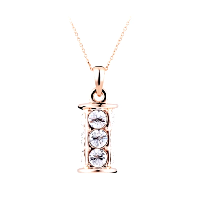 b-cool Κολιέ Βαρελάκι Επιχρυσωμένο Rose Gold με πέτρες Swarovski, BC10138-CRG