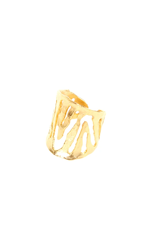 Gold Handmade Cut Laser Ring