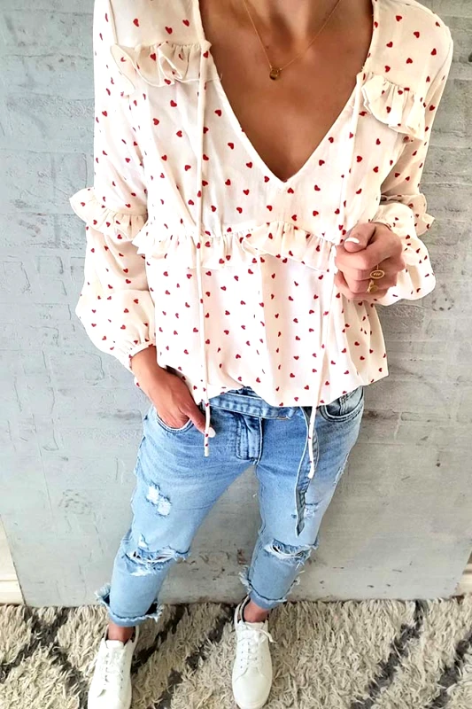 Hearts Ruffle Blouse