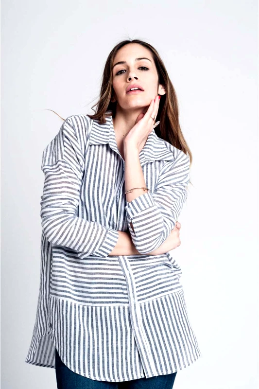 Black Striped Oversized Cotton Shirt