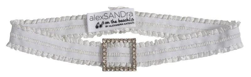 ΖΩΝΗ ΛΕΥΚΗ ΕΛΑΣΤΙΚΗ ΜΕ ΕΓΚΡΑΦΑ ΤΕΤΡΑΓΩΝΗ ΜΕ ΣΤΡΑΣ &quot;ALEX KATSAITI X STYLISHIOUS&quot;