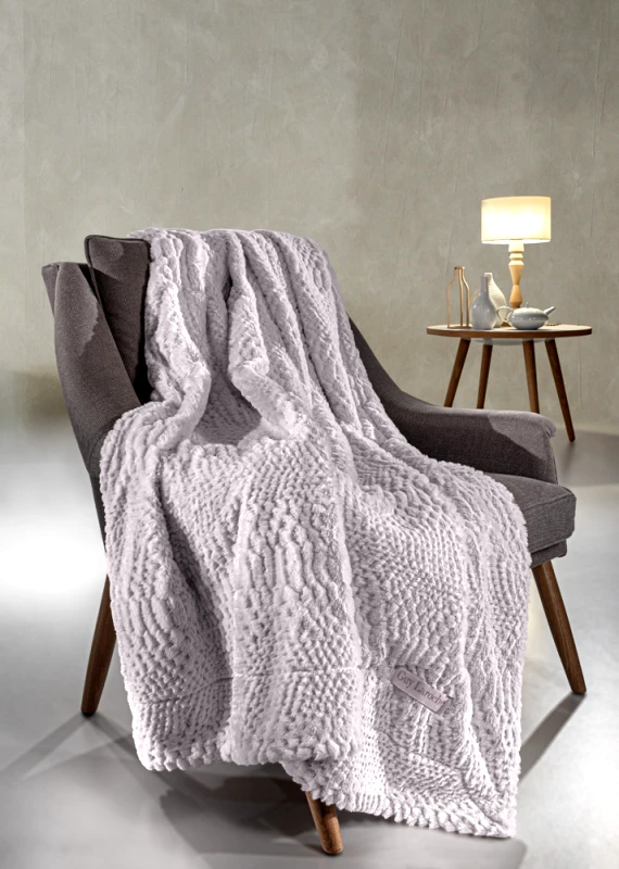 Guy Laroche Γούνινο ριχτάρι CRUSTY MELANZE 170X350 & διακοσμητική μαξιλαροθήκη 48X48