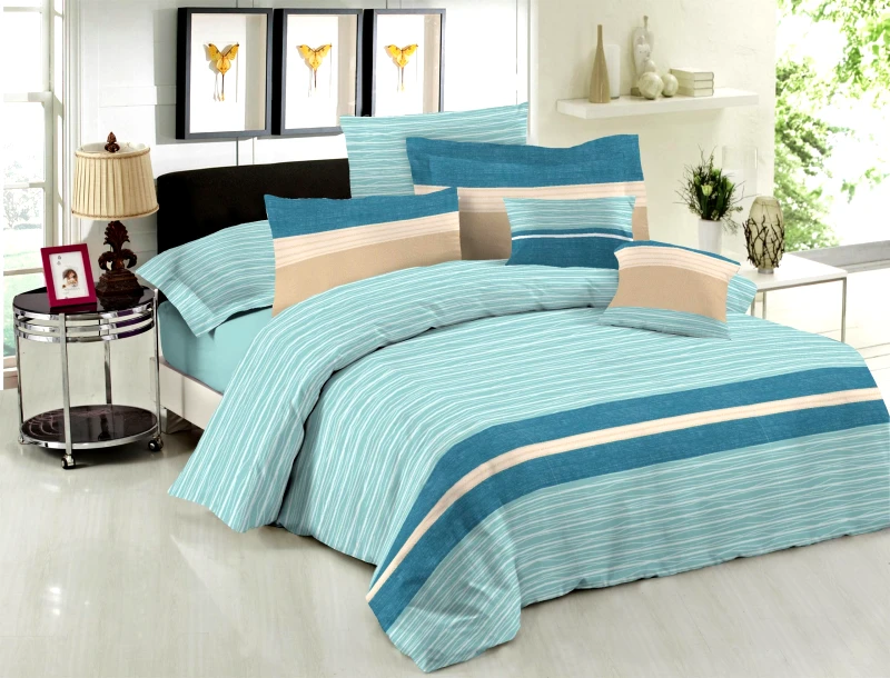 LE BLANC Παπλωματοθήκη Le Blanc Premium Cotton 100% Brooklyn Aqua Μονή (160x240)