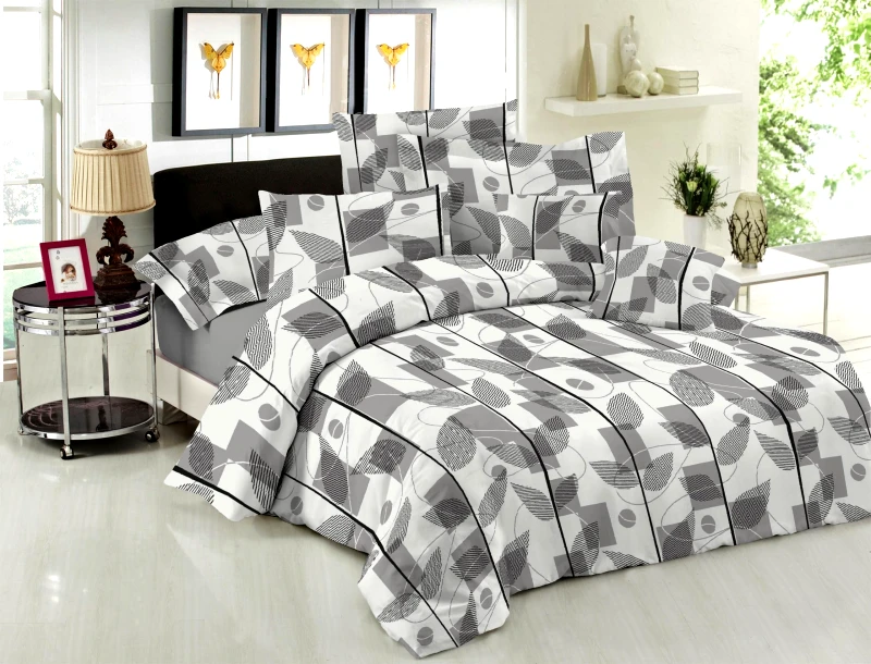 LE BLANC Σετ Σεντόνια Le Blanc Premium Cotton 100% Leaves Grey Υπέρδιπλα (240x270)