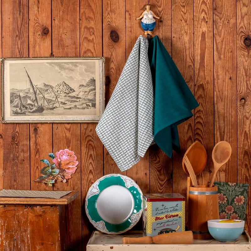 MELINEN Πετσετεσ κουζινασ σετ 2 τεμαχιων carrot teal (45χ65), melinen