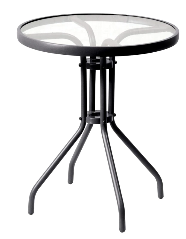 LIANOS Στρογγυλό Μεταλλικό Τραπέζι Με Τζάμι 60 x 75(h)cm