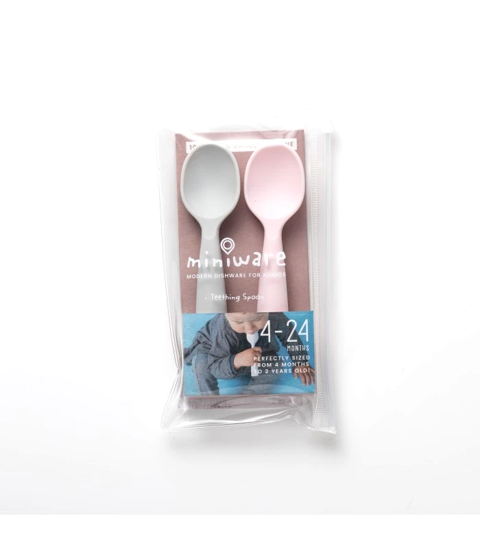 Miniware Miniware Des.12 Σετ 2τ Κουτάλια Σιλικόνης Ροζ-13,5cm