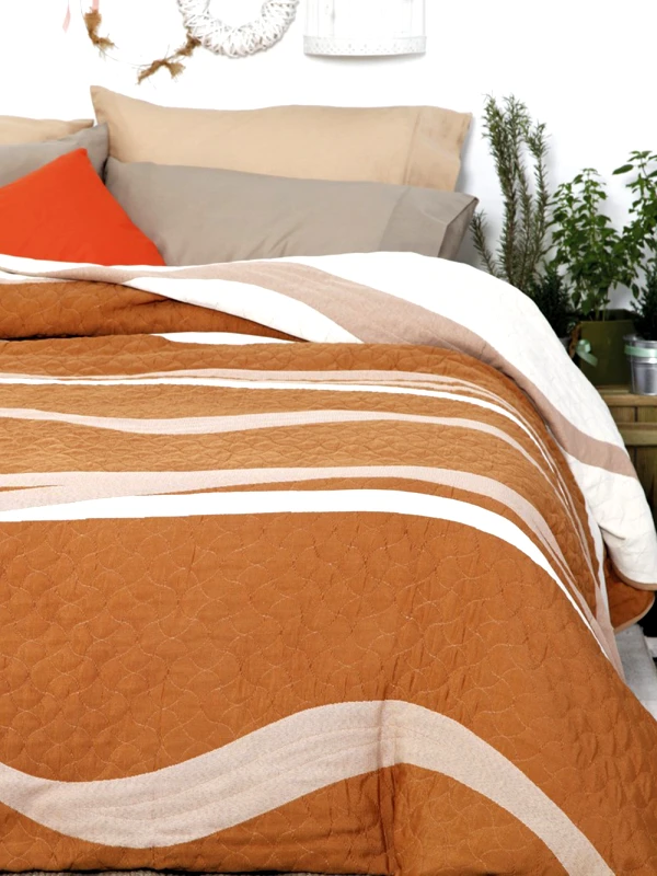 Palamaiki Κουβερλί Cotton Rich 160x260 WAVES ECRU/SALMON