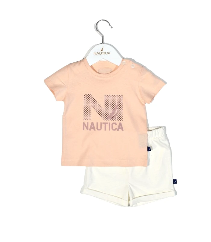 NAUTICA Nautica Des.16 Σετ T-Shirt & Shorts Jersey Salmon/Ecru 80cm 9-12 μηνών
