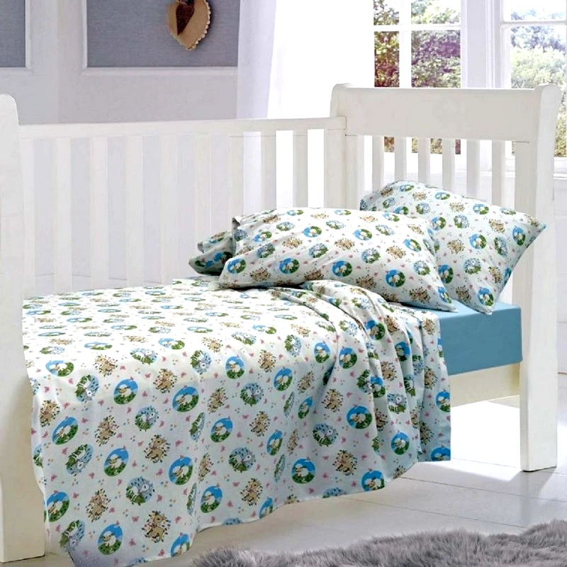 SB Home Σετ σεντονια bebe εμπριμε (120x160) - elvin blue, sb home