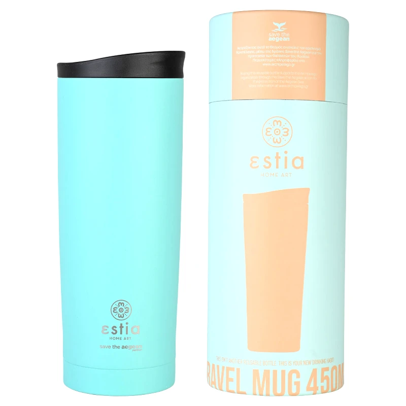 ESTIA ESTIA ΘΕΡΜΟΣ TRAVEL MUG SAVE THE AEGEAN 450ml BERMUDA GREEN 01-20330
