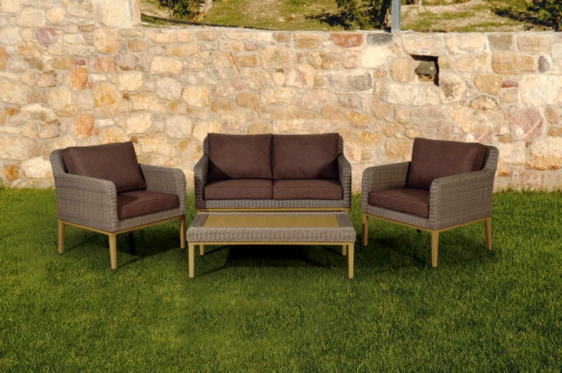 LIANOS Καθιστικό Σέτ Rattan 4 Τεμαχίων ,Με Αλουμίνιο Σκελετό