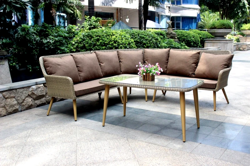 LIANOS TULIP Γωνιακό Καθιστικό Σέτ Rattan 3 Τεμαχίων ,Με Αλουμίνιο Σκελετό