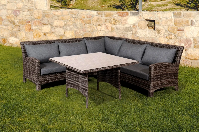 LIANOS Γωνιακό Καθιστικό Σέτ Rattan 4 Τεμαχίων ,Με Αλουμίνιο Σκελετό