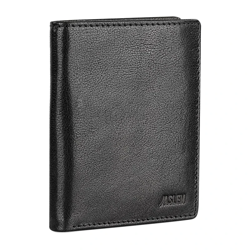 JASLEN Πορτοφόλι Ανδρικό Δερμάτινο Jaslen Μαύρο 204220-01 9x11x1,5cm