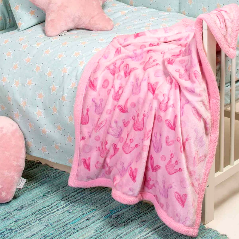 MELINEN Κουβέρτα fleece κούνιας με γουνάκι (105Χ160) PRINCESS, MELINEN