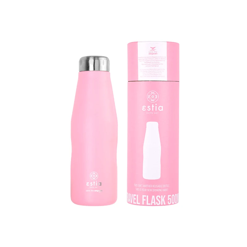 ESTIA ΘΕΡΜΟΣ TRAVEL FLASK SAVE THE AEGEAN 500ml BABY PINK 01-7812, ESTIA