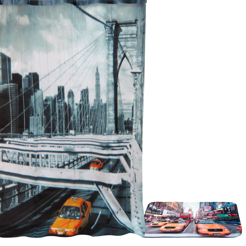DAS Home Σετ κουρτίνα-ταπέτο 2 τεμ. Bath Curtains Prints 1025, DAS HOME