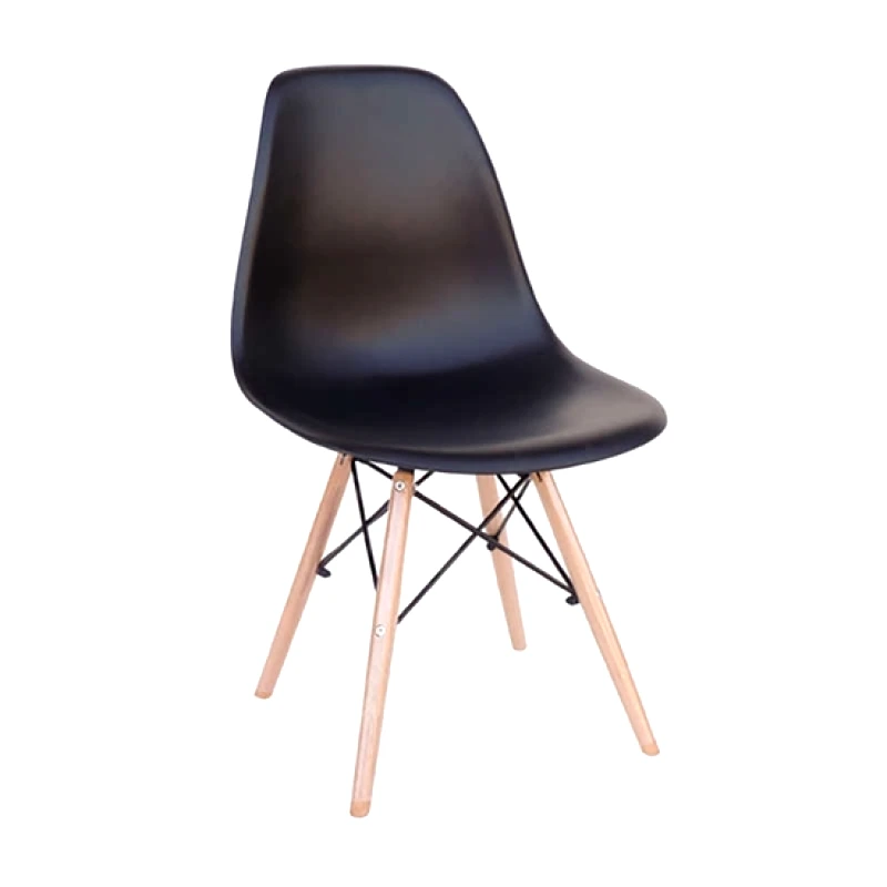 ZITA PLUS Καρέκλα Τραπεζαρίας Ξύλινη 4τμχ Loft Μαύρο PP 46X55X81εκ.
