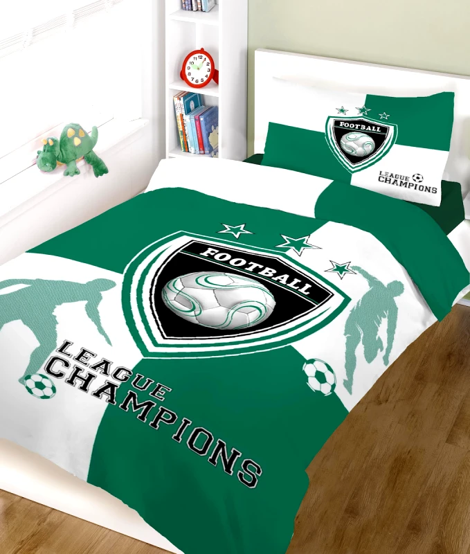ΚΟΜΒΟΣ Σετ παιδικά σεντόνια (160Χ240) CHAMPIONS GREEN WHITE, ΚΟΜΒΟΣ