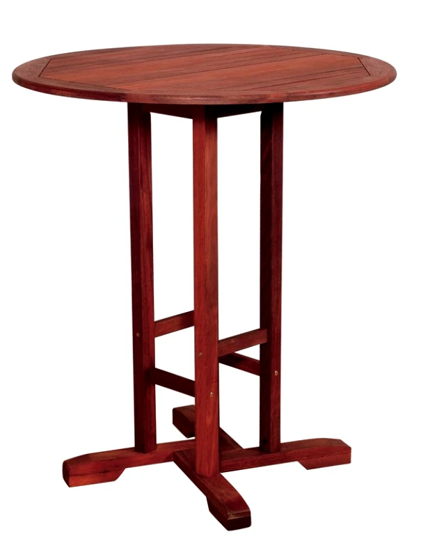 LIANOS Ξύλινο Στρογγυλό Σταθερό Τραπέζι Red Shorea 90 x 100(h)cm
