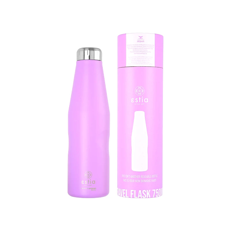 ESTIA ΘΕΡΜΟΣ TRAVEL FLASK SAVE THE AEGEAN 750ml MATTE PURPLE 01-9830, ESTIA