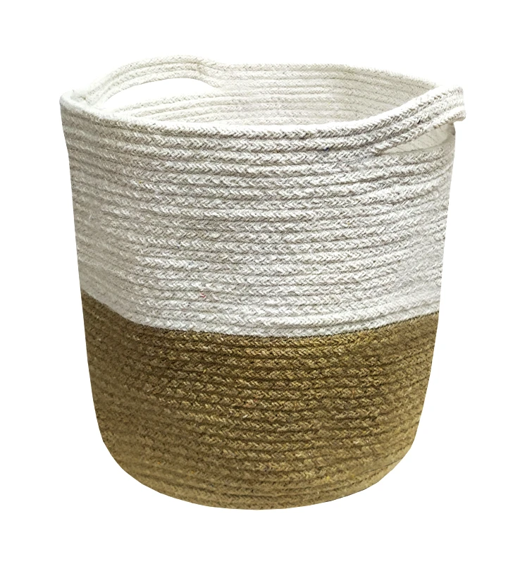 ΚΟΜΒΟΣ Καλάθι Πλεκτό ΚΟΜΒΟΣ Beige - White 25x25