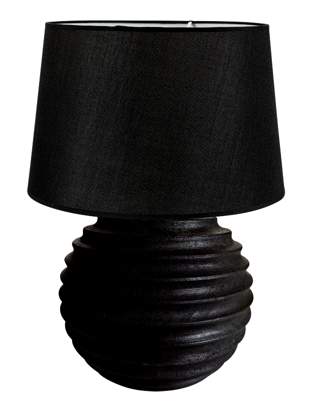 ARLIGHT Tli 6333 40 bk επιτραπεζια λαμπα ξυλινη στρογγυλη με ραβδωσεισ & αμπαζουρ μαυρο 1χε27