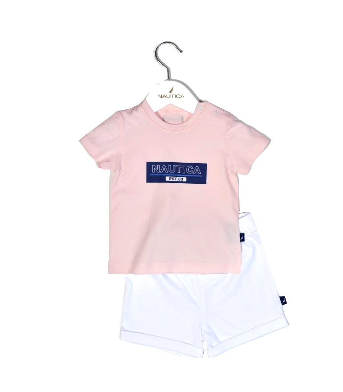 NAUTICA Nautica Des.12 Σετ T-Shirt & Shorts Jersey Pink/White 80cm 9-12 μηνών