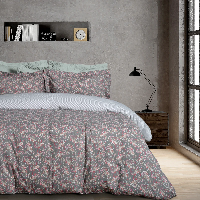 DAS Home Das home σετ παπλωματοθηκη μονη casual 5423 coral, khaki 160χ240
