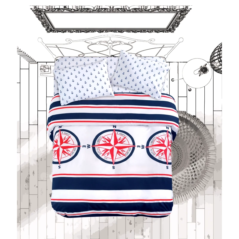 MAKIS TSELIOS ΣΕΤ ΣΕΝΤ. KING COMPASS 144ΤC XΛ. 2*270x290cm 2*50x70cm 100% COTTON