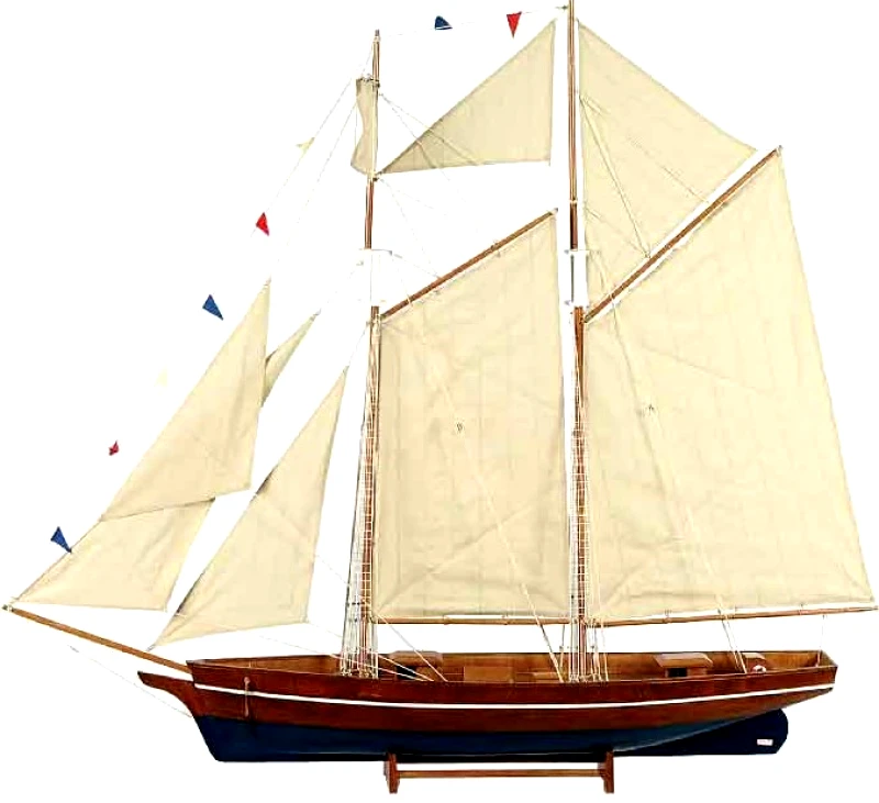 KATOIKEIN DECO Ξύλινο Παραδοσιακό Καράβι ,Χρώμα Καφέ - Μπλέ 150 x 23 x 136(h)cm