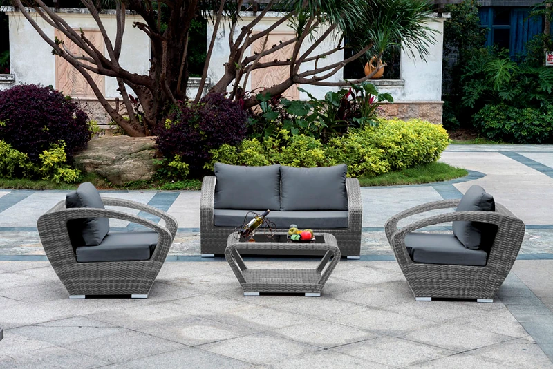 LIANOS Καθιστικό Rattan Σέτ 4 Τεμαχίων Με Αλουμίνιο Σκελετό