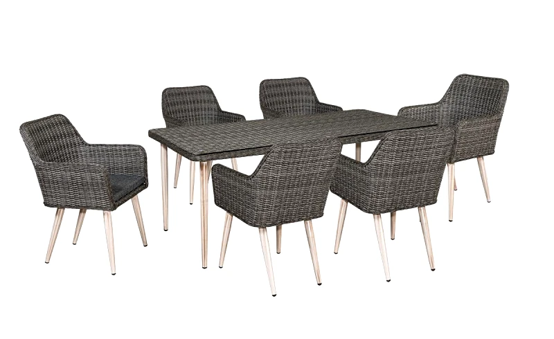 LIANOS Τραπεζαρία Rattan Με Αλουμίνιο Σκελετό Σέτ 7 Τεμαχίων ,200 x 100 x 75(h)cm