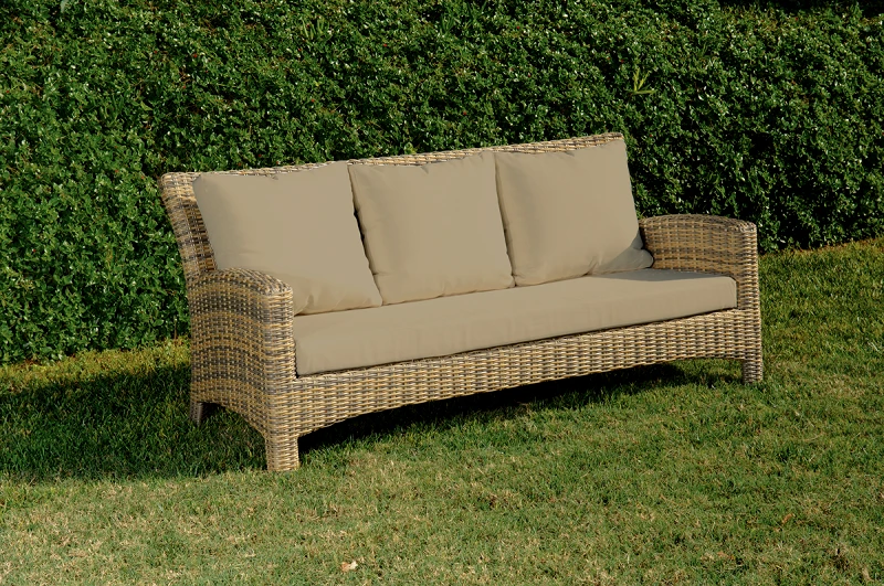 LIANOS Rattan Καναπές 3 Θέσεων Με Μαξιλάρια Και Σκελετό Αλουμινίου , 180 x 84 x 84(h)cm