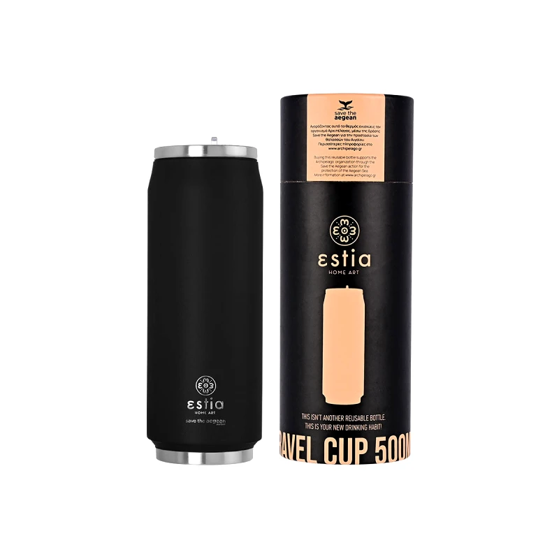 ESTIA ESTIA ΘΕΡΜΟΣ TRAVEL CUP SAVE THE AEGEAN 500ml MATTE BLACK 01-7843, ESTIA