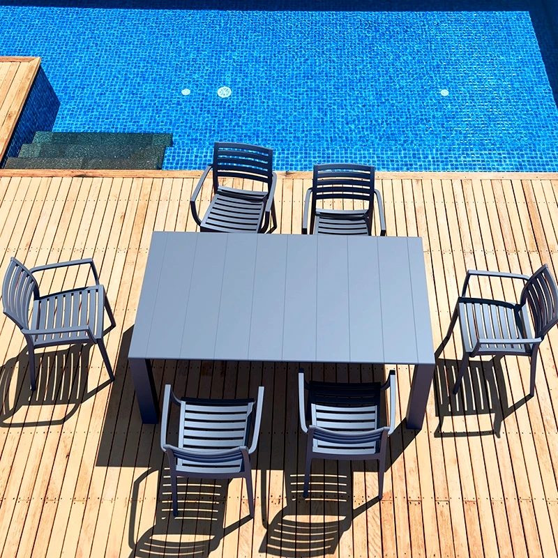 ZOUGRIS Σετ Τραπεζαρίας 7τμχ Vegas Artemis Dark Grey 100X180/220εκ.