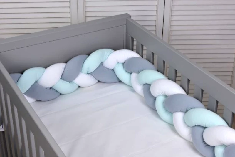 Baby Oliver Πάντα κούνιας πλεξούδα (200Χ18) 6713/135 ΜΕΝΤΑ-ΛΕΥΚΟ-ΓΚΡΙ, BABY OLIVER