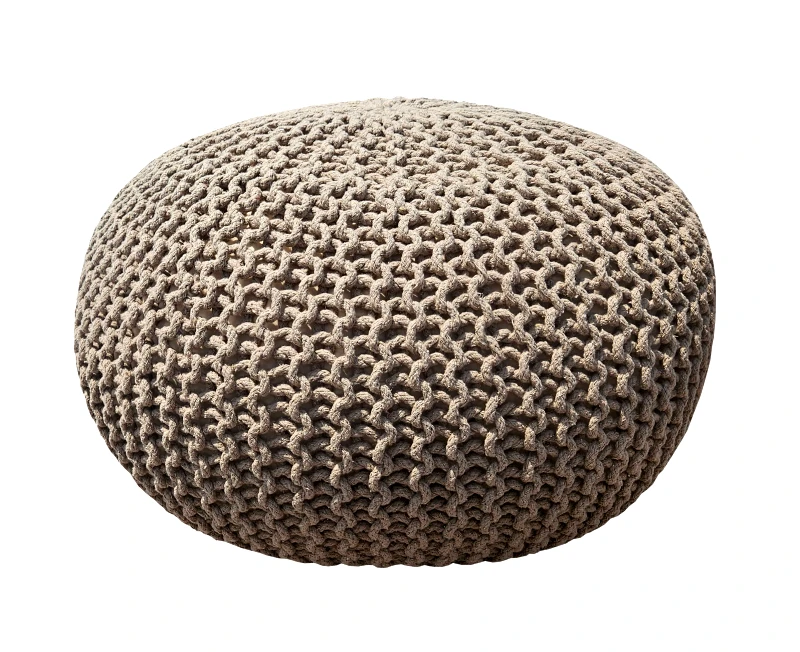 ΚΟΜΒΟΣ Πουφ Macrame ΚΟΜΒΟΣ με εσωτερικη γέμιση 70x70x45 Beige