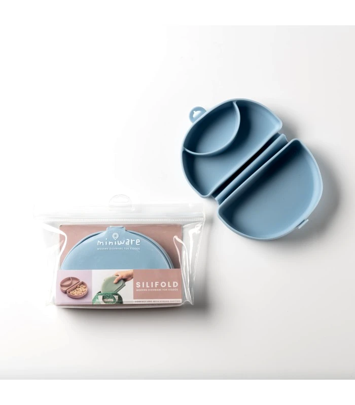 Miniware Miniware Des.11 Αναδιπλούμενο Πιάτο Σιλικόνης με βάση βεντούζα Σιέλ