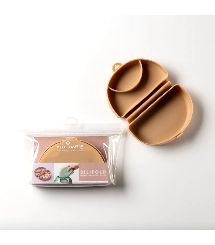 Miniware Miniware Des.14 Αναδιπλούμενο Πιάτο Σιλικόνης με βάση βεντούζα Καραμέλα