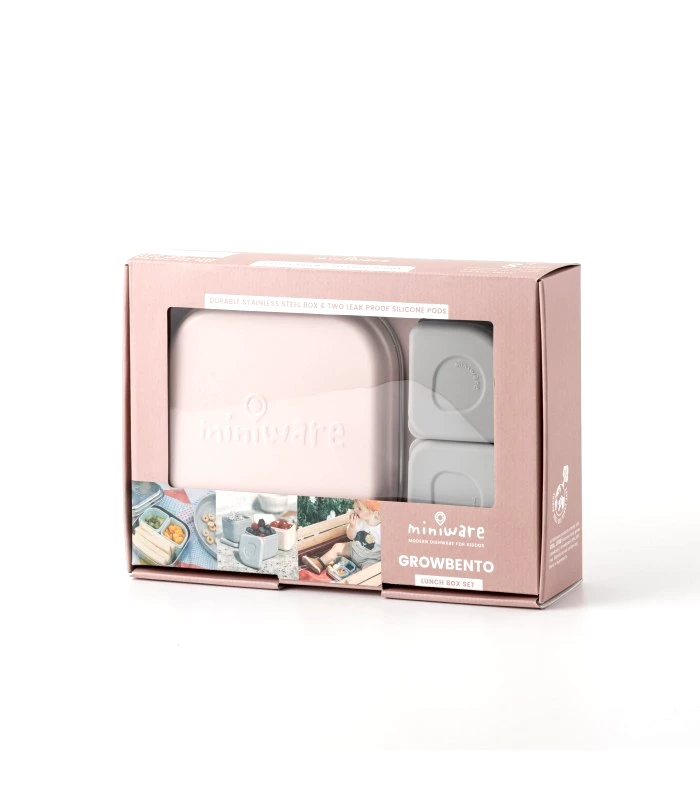 Miniware Miniware Des.12 Δοχείο φαγητού Inox Ροζ 15x15cm με 2 αποθηκευτικά δοχεία σιλικόνης