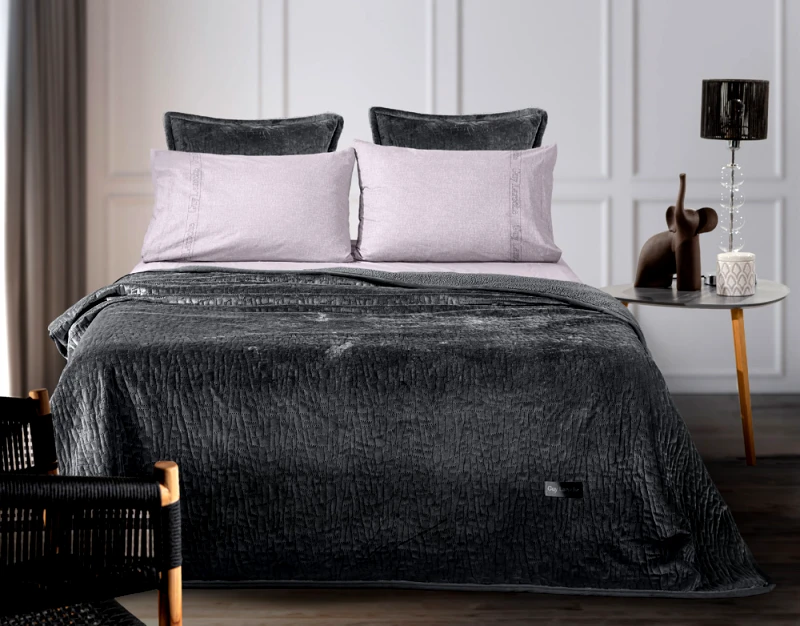 Guy Laroche Σετ 2τμχ Κουβέρτα Bolzano Anthracite 220x240