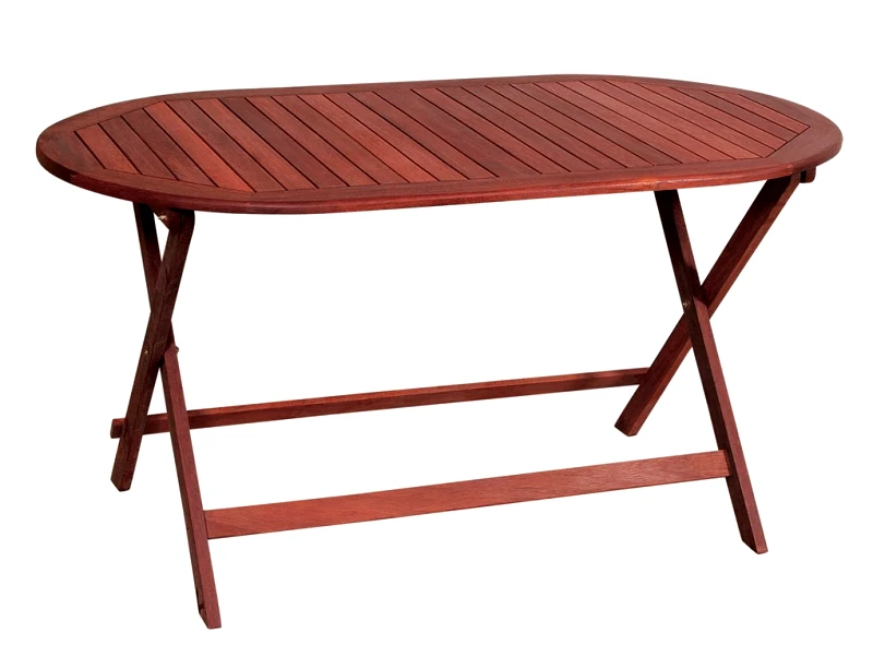 LIANOS Ξύλινο ,Οβάλ Πτυσσόμενο Τραπέζι Red Shorea 140 x 80 x 75(h)cm